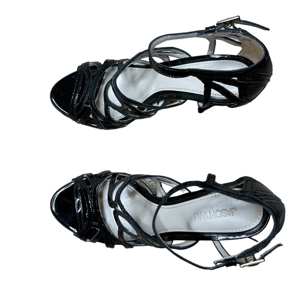 Jason Wu Black Patent Leather Strappy Stiletto Heel Sandal Made in Italy 6.5 - Picture 7 of 16
